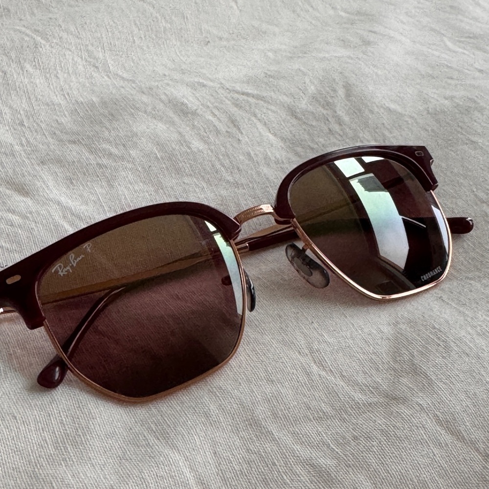 Ray-Ban New Clubmaster Sunglasses - Bordeaux on Rose Gold